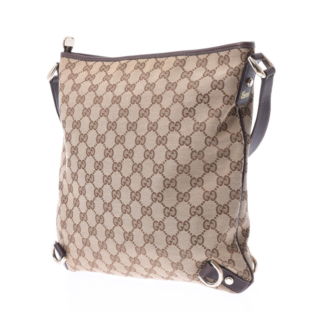 Gucci Beige Shoulder Leather GG Tan Bag Brown Canvas